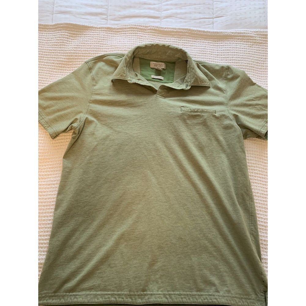 Banana Republic Shirt Men's Large Green Short Sleeve Fitted‎ Pima Polo Collared